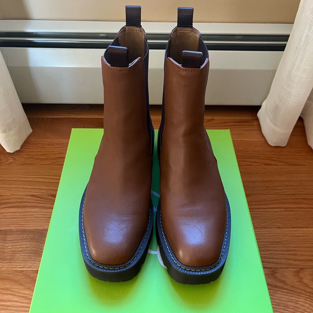 Sam Edelman Leather Laguna Ankle Boots, Size 8, Tawny Brown